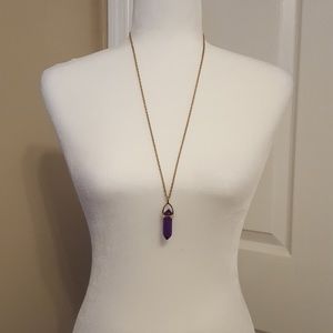 Gold and Purple Pendant Necklace & Earring set